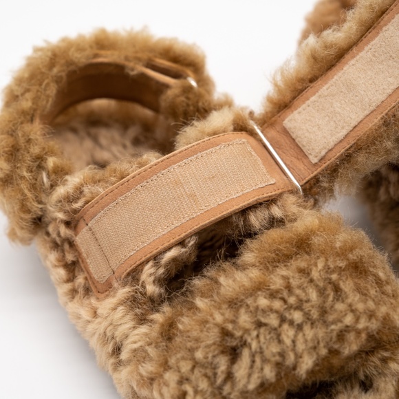 size 37eu 7 US Miu Miu Camel Brown Shearling Sandals - Picture 10 of 11